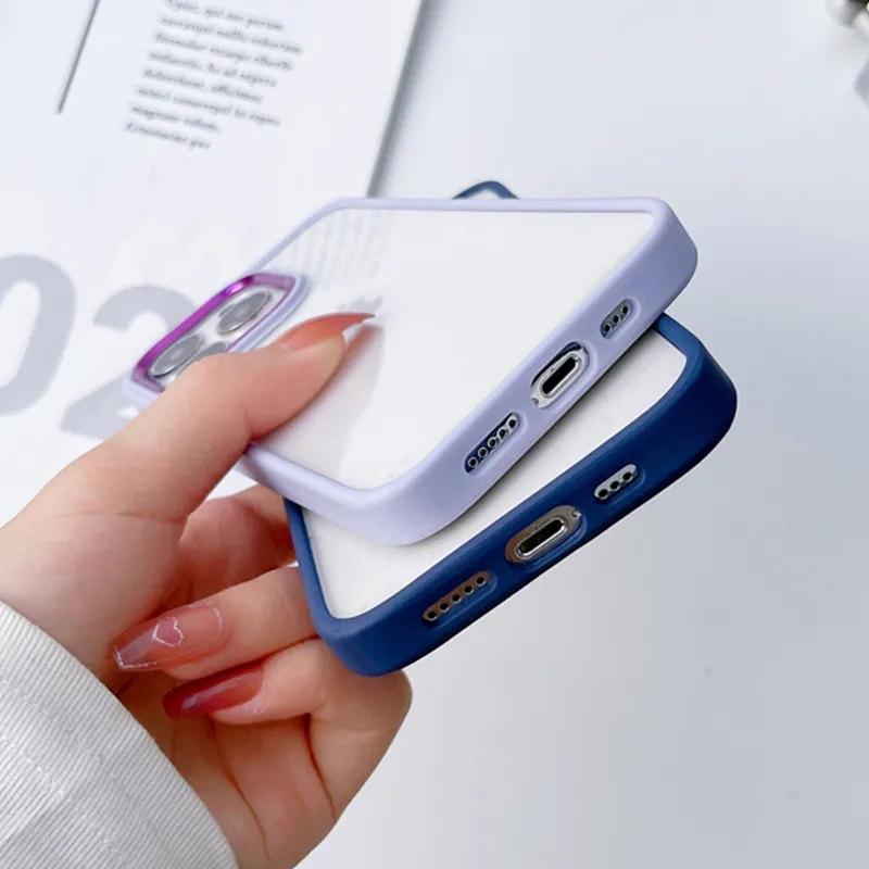 Luxury Silicone Bumper Clear Acrylic Shockproof Case For iPhone 14 13 12 11 Pro Max Metal Camera Ring Cover
