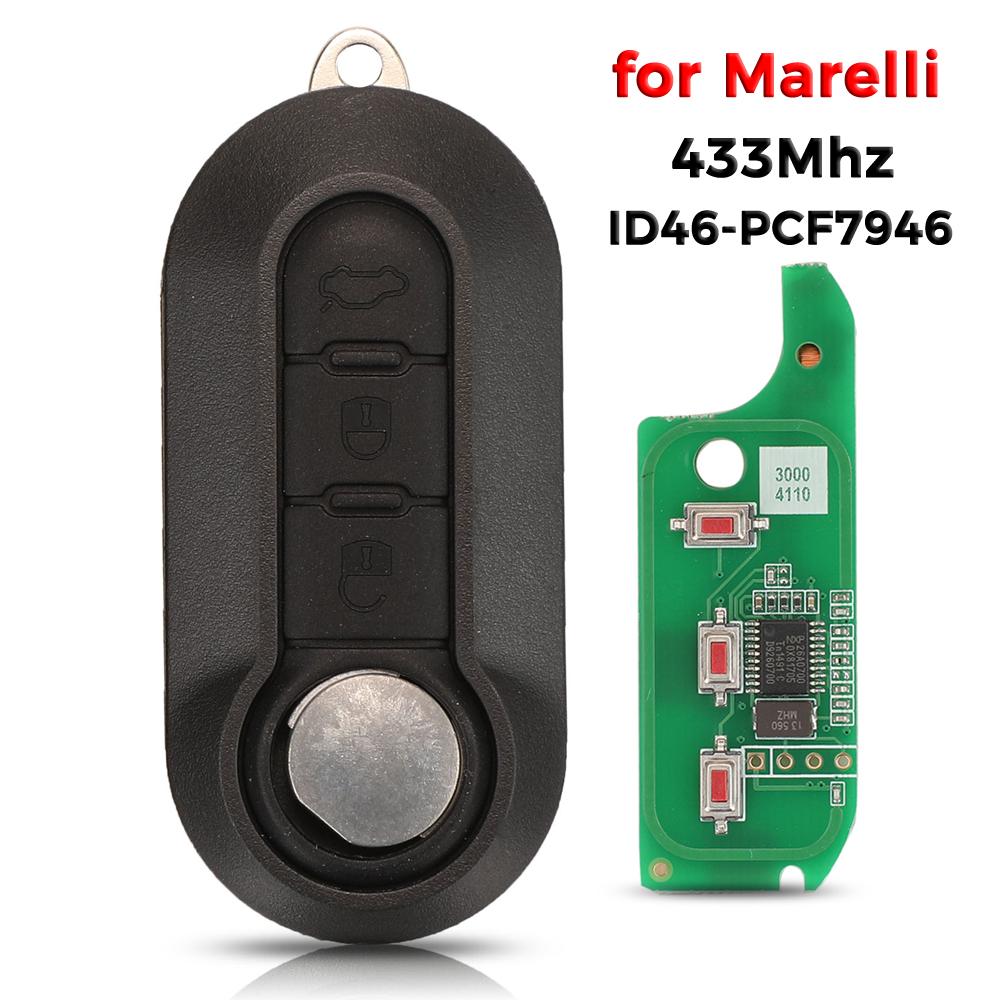 jingyuqin 3Button 433Mhz Remote Key Dehilp Marelli System For Lancia Delta Musa Ypsilon Abarth 500 Punto id46 PCF7946 fob
