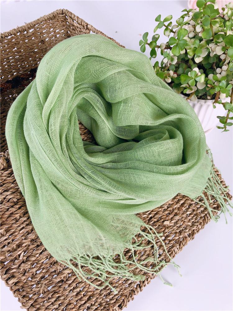 Export To Japan, Linen Solid Color Scarf, Fashionable Avocado Color