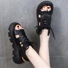 Thick Bottom Sandals Muffin Soft Bottom Mid Heel Fashion Outer Wear Lace Up Sandals
