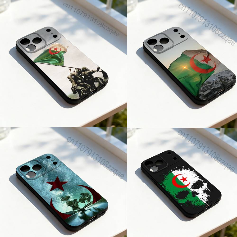 Algeria Flag Cool Phone Case For iPhone 17,16,15,14,13,12,11,Pro,Max,Plus,E,SE4,Air,Mini Black Soft Cover