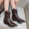 Стильные ботильоны с острым носком 2025 Осень Винтажный блочный каблук Плиссировка Задняя молния Нескользящие Износостойкие Низкий каблук