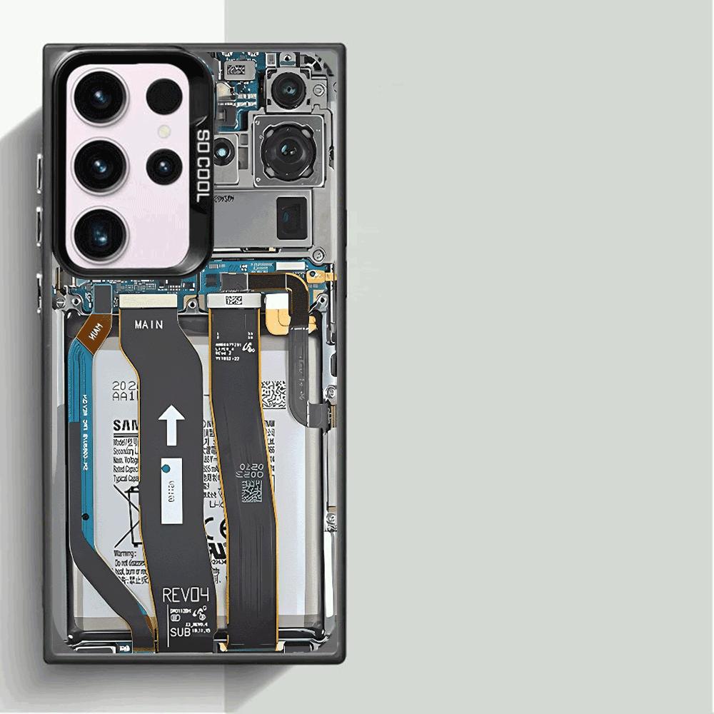 Креативный рисунок печатной платы Серебристый корпус Для Samsung Galaxy S25 S24 S23 S22 S21 S20 Ultra Plus FE A25 35 A55 5G Жесткий чехол
