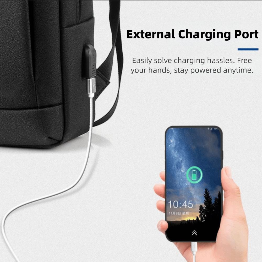 Ультратонкий рюкзак для ноутбука с портом USB-зарядки, вместительная деловая сумка для мужчин, однотонный, водонепроницаемый, тонкий рюкзак