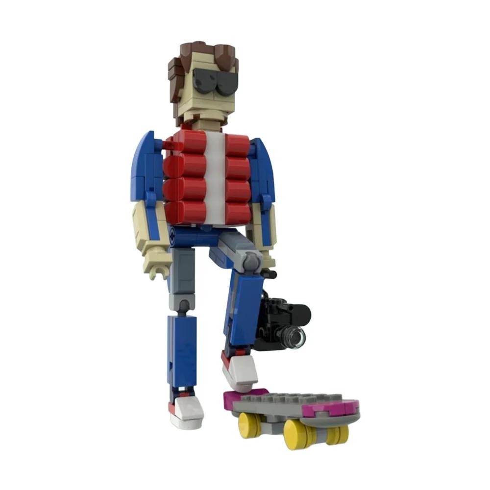 Gobricks MOC Марти МакФлай со скейтбордом и камерой Строительные блоки Назад в будущее Кирпичи Модель Образовательные игрушки Подарок