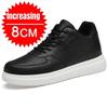 New Height Increasing Shoes for Men 10cm Invisible Elevator Sneakers White Leathe Sport