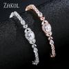 ZAKOL Fashion Water Drop Cubic Zirconia Tennis Bracelets Bangles for Women Leaf Bridal Wedding Jewelry Wholesale BP2046