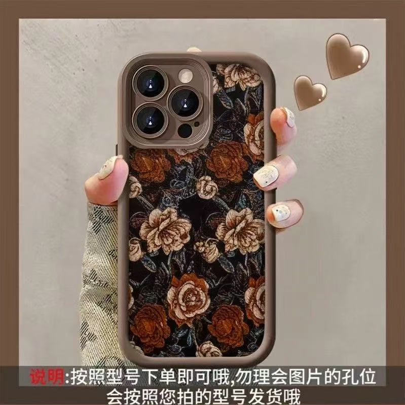 Ретро цветок для чехла мобильного телефона iPhone17pro Apple 15 противоударный 14 ручной ремешок 13promax новый 16x
