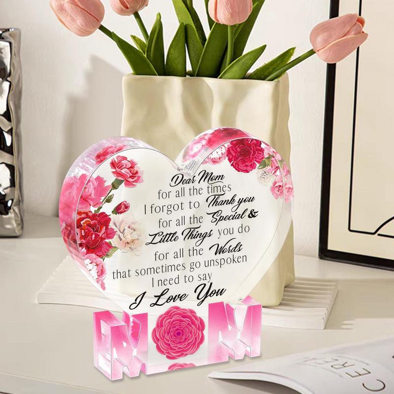 Украшения ко Дню матери Акриловая табличка в форме сердца Элегантные настольные украшения ко Дню матери для жены, мамы, бабушки, женщин