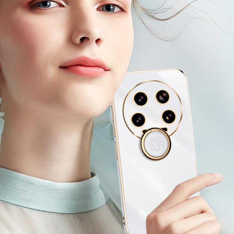 XINLI Чехол для Xiaomi 14 Ultra из ТПУ, гальванизированный чехол для телефона с кольцом-держателем, подставкой