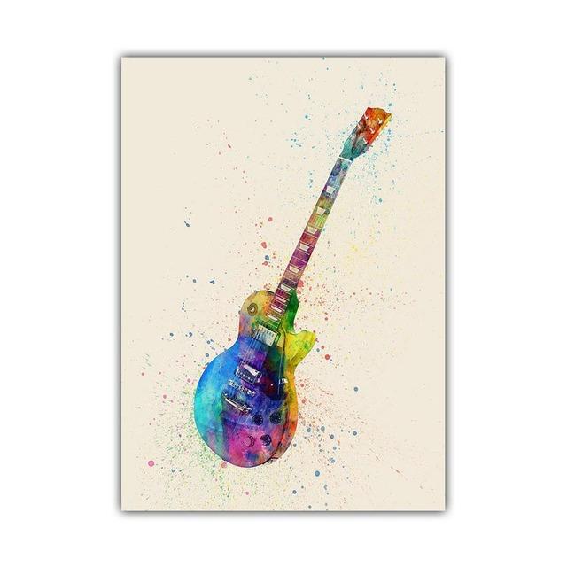 New Graffiti Art Musical Instrument Canvas Painting Wall Art Saxophone Guitar Violin Poster Living Room Home Decoration Mural No Frame