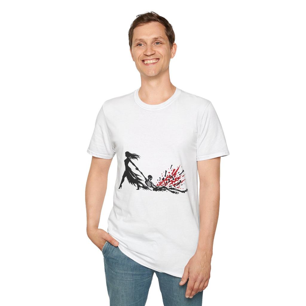 Gothic Woman Skeleton Horror Macabre Occult Dark Unisex Softstyle T-Shirt