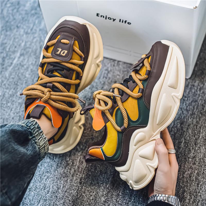 Модная повседневная обувь из микрофибры с верхом, увеличивающая рост, на плоской платформе, массивные кроссовки, мужская дизайнерская обувь в стиле гранж для спорта