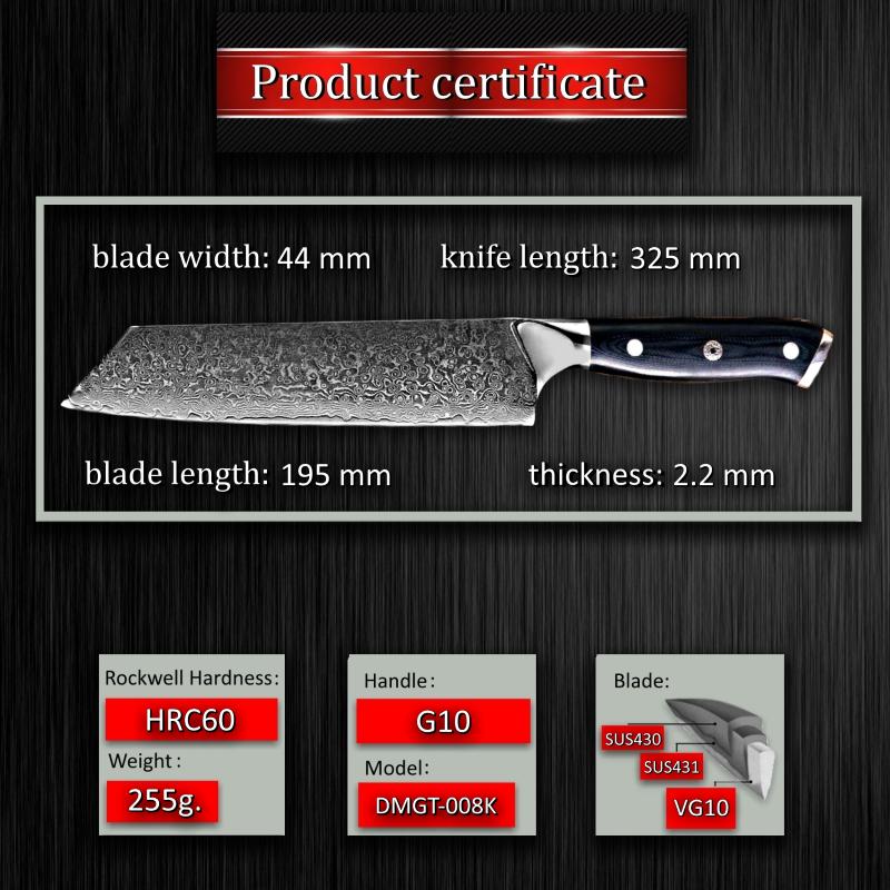 7,7-дюймовый дамасский нож шеф-повара Kiritsuke Gyuto vg10, профессиональные кухонные ножи из японской стали