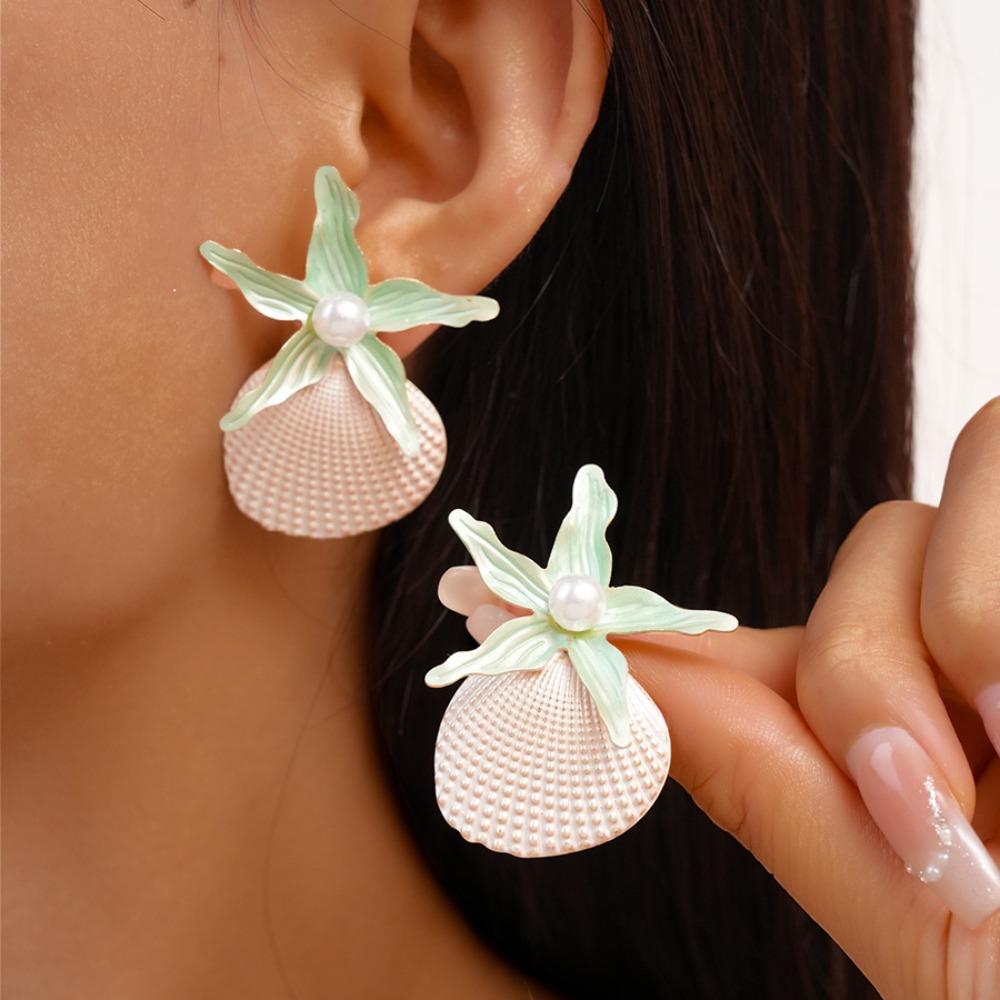Scallop Starfish Stud Earrings Bohemian Starfish Pendant Earrings Retro Shell Drop Earrings Gift