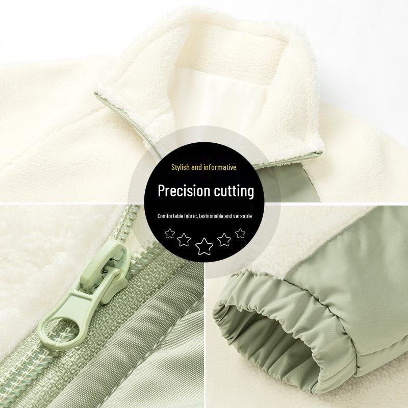 Мужская куртка из натуральной овчины в гонконгском стиле Осень/Зима 2025 - Модная студенческая универсальная куртка с плюшем и плотным хлопковым наполнителем