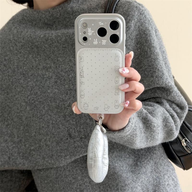 Minimalist Miffy Star Phone Case For iPhone 17 Pro 16 15 14 Pro Max with Leather Sticker & Matching Chain Shockproof 17pro Cove