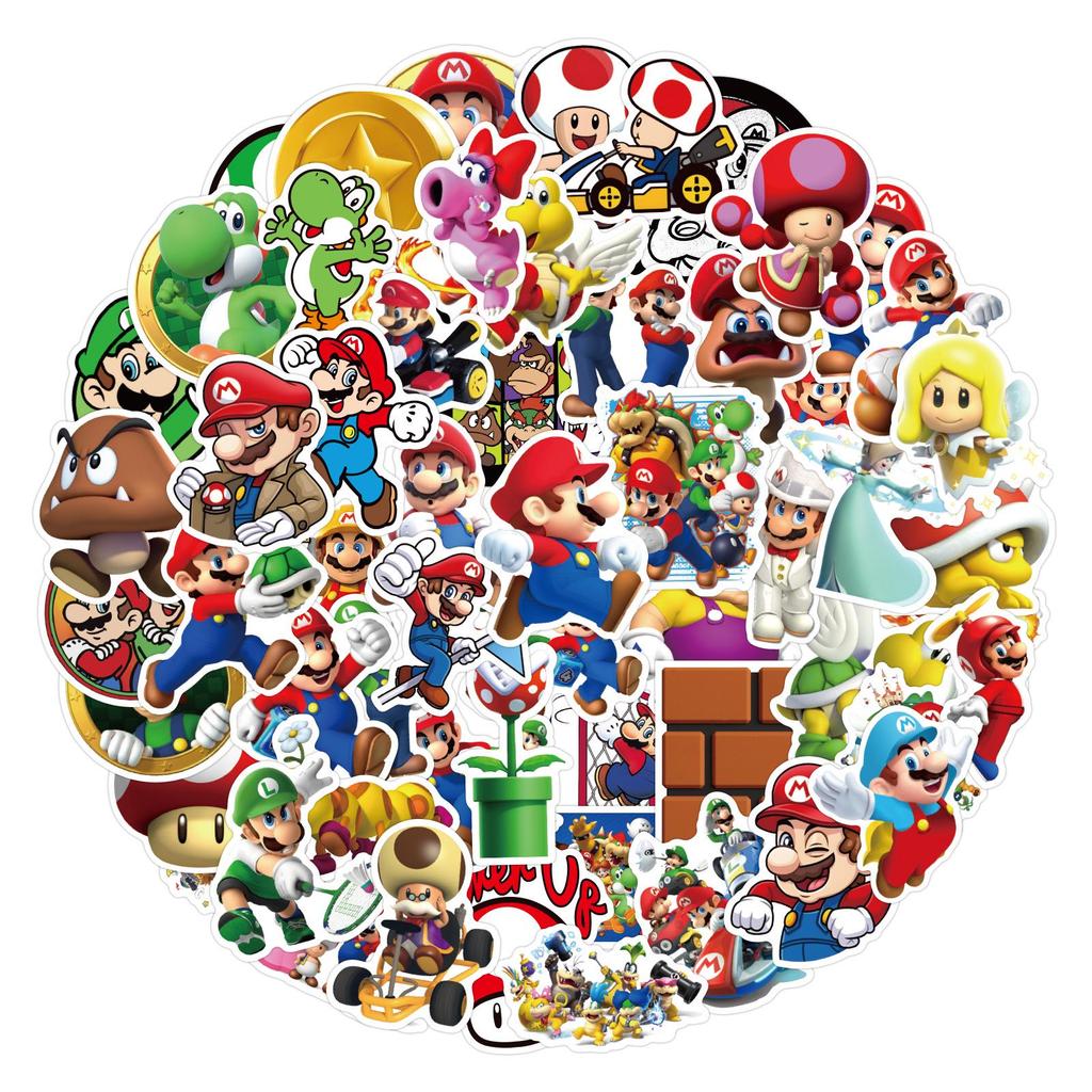 100 Classic Super Mario Cartoon Graffiti Stickers for Car, Luggage, and Cup
