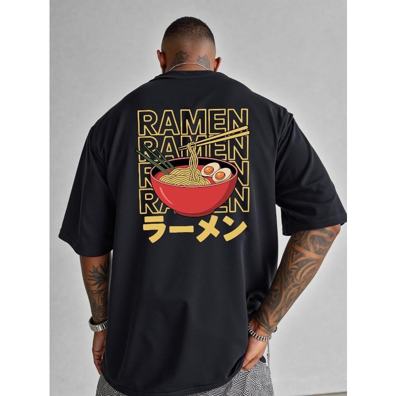 [Футболка большого размера] RAMEN Американская мода Короткий рукав - Футболка с принтом - Весна и Лето Круглый вырез Повседневная Универсальная