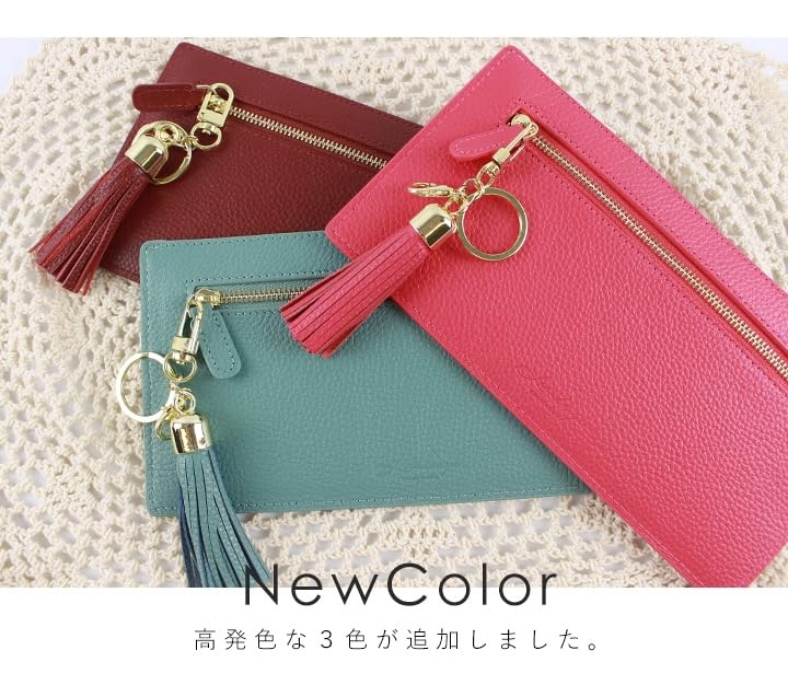 Lizdays Slim Genuine Leather Long Gray Size F Skimming-Resistant Wallet, Beige,