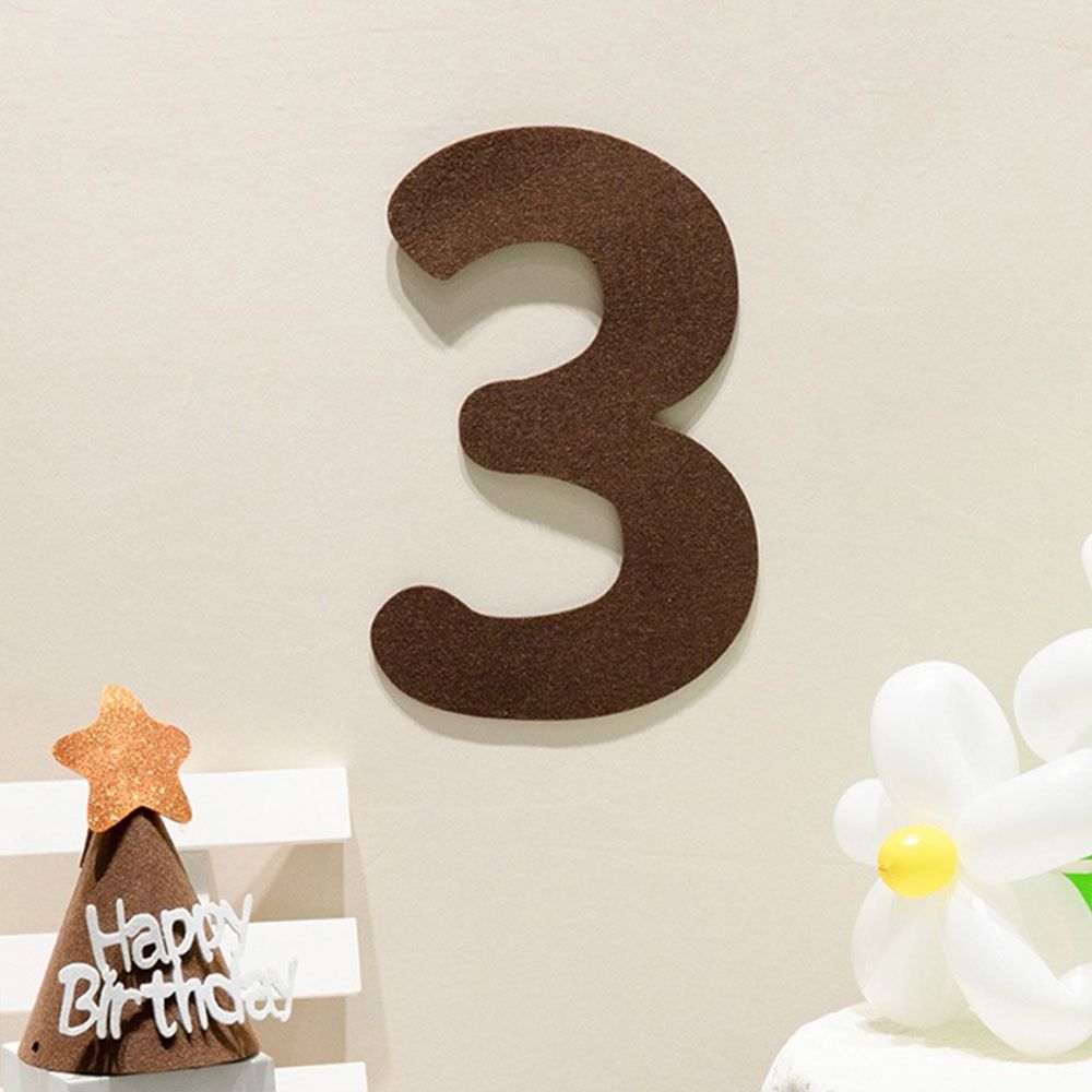 Ретро войлочный баннер на день рождения Меховой шар Коричневый флажки Креативный войлочный цифровой декор для вечеринки на день рождения ADM