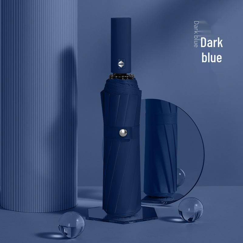 Ультрапрочный зонт-автомат двойного сложения черного цвета с защитой от УФ-лучей.