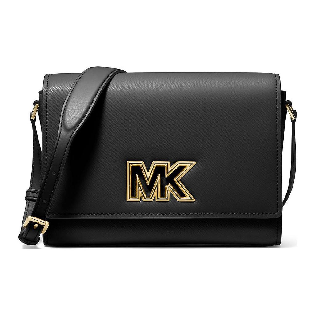 Michael Kors MK Mimi Gold Hollow Logo Flap Leather Messenger Bag Women bags Black 35T2G8IM6L-0001