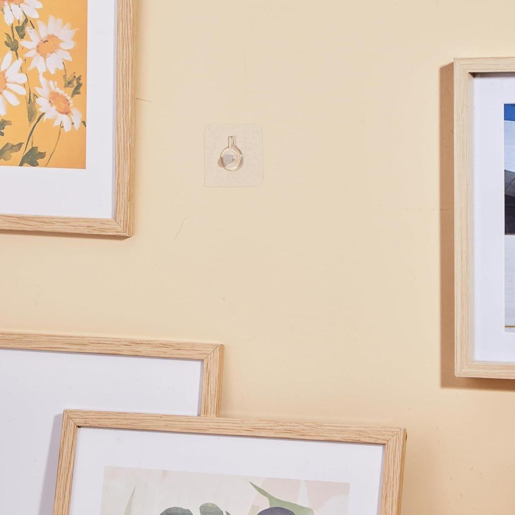 PVC Heavy-Duty Adhesive Wall Photo Frame Hooks|for Hanging Clothes, Hats, Keys, and More (Pack of 10), Transparent