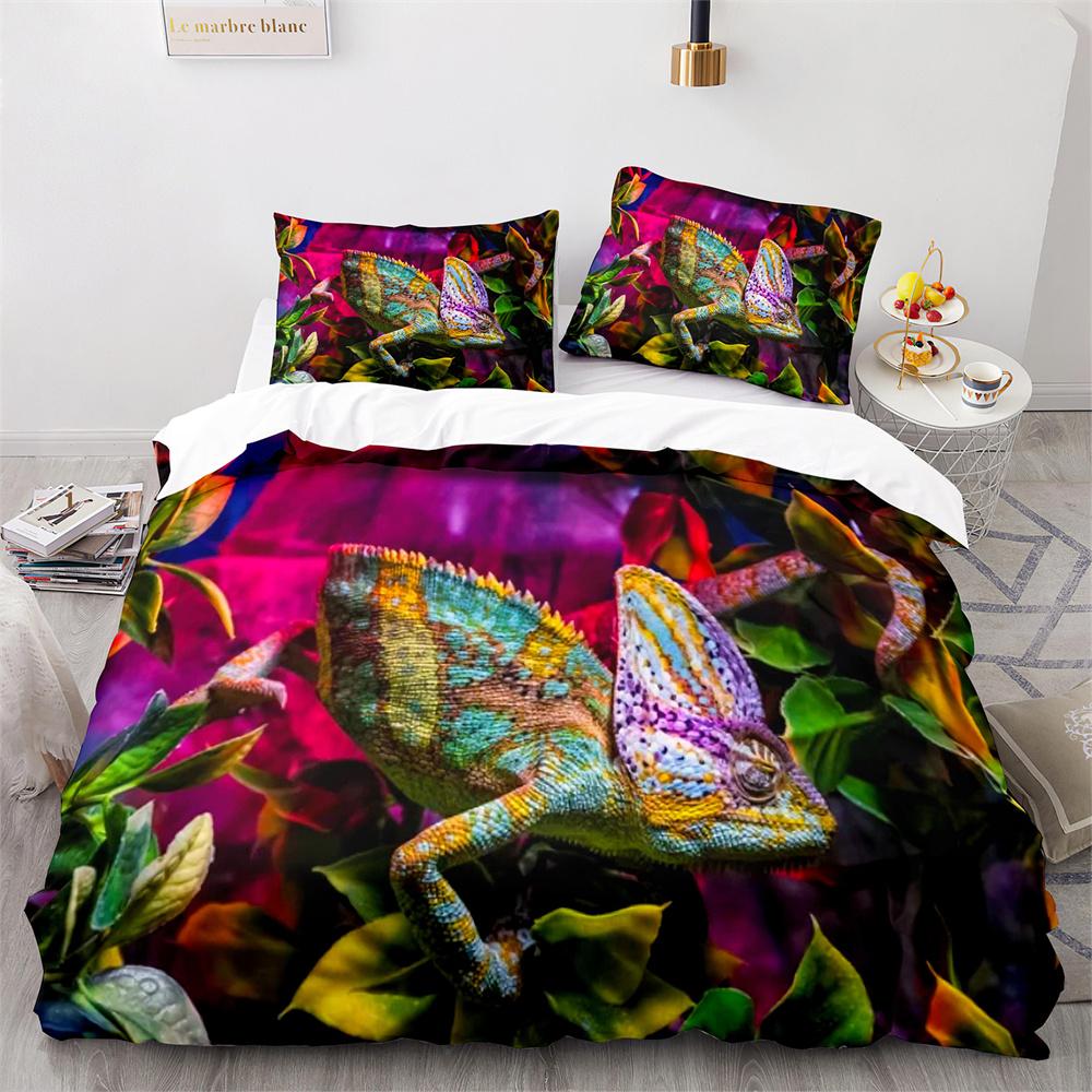 Lizard Duvet Cover Set Desert Wildlife Animal Pattern Comforter Cover King Queen Size for Adults Teens Animal Lovers Bedding Set