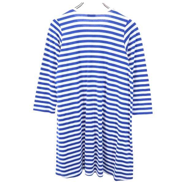 Marimekko Border Long Sleeve One Piece 160 Blue X White Kid's Used