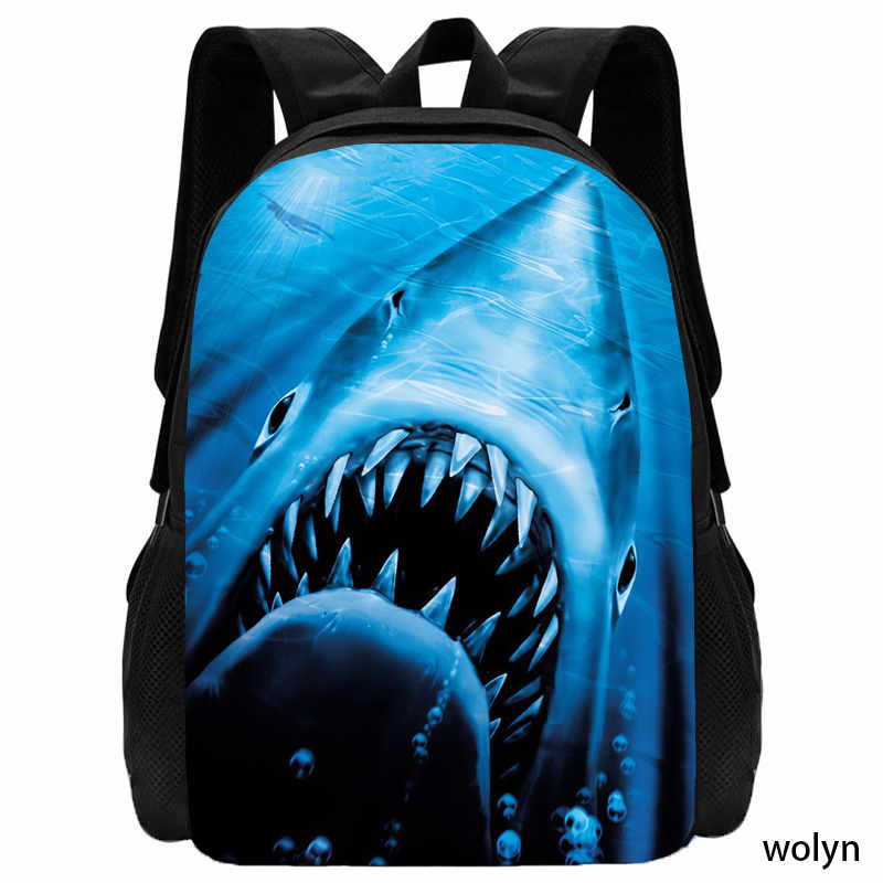 Mochila 3D Shark Prints школьный рюкзак для детей, мультяшные животные принтованные школьные сумки для мальчиков и девочек, легкий детский рюкзак