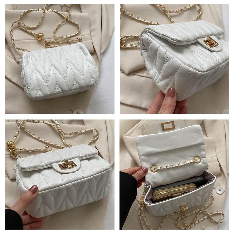 IELGY Women's Fashion Diamond Chain Bag, Foreign Style Shoulder Small Square Bag