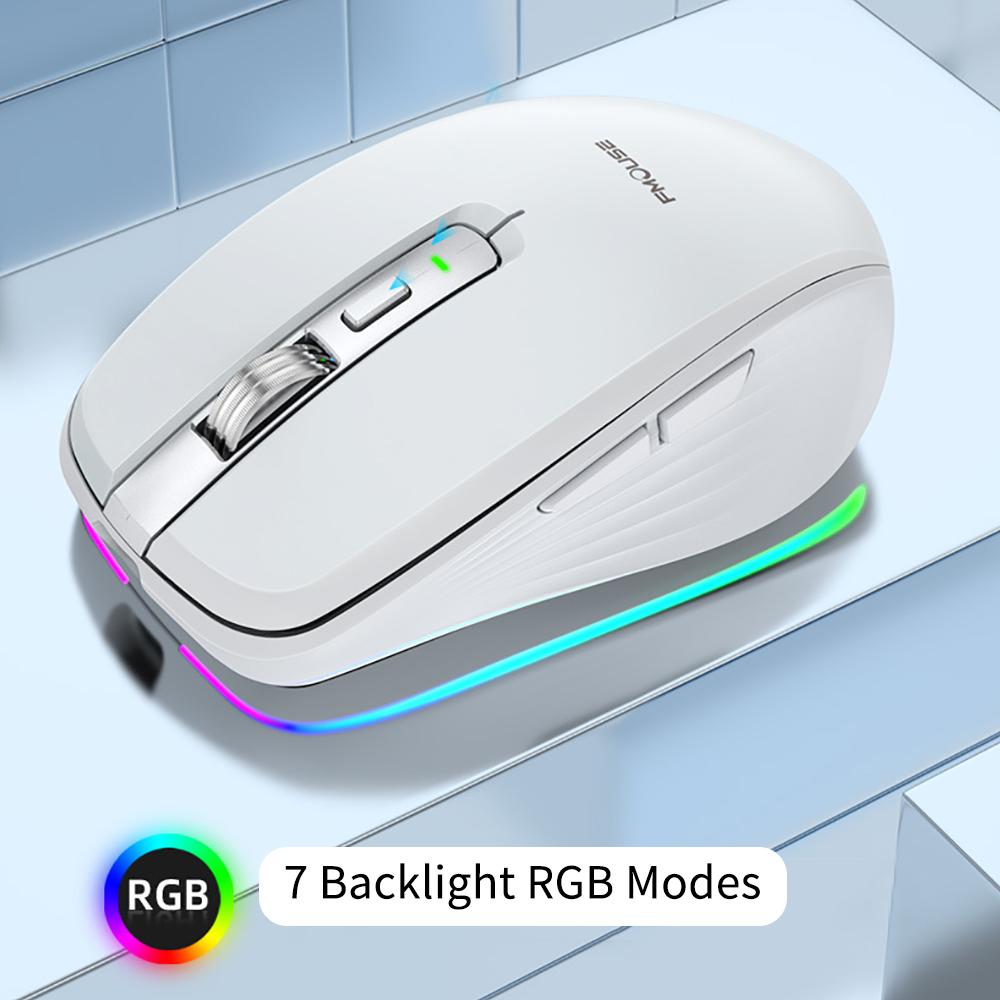 New Dual Mode Rechargeable Bluetooth 2.4G Wireless Mouse RGB Mute Mouse For Windows Mac IOS Android Laptop Tablet Phone PC