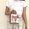 Coach Pepper 17 Heart Petal Print Magnetic Closure Canvas And Leather Mini Handbag Women handbag White Pink C7599-IMCAH