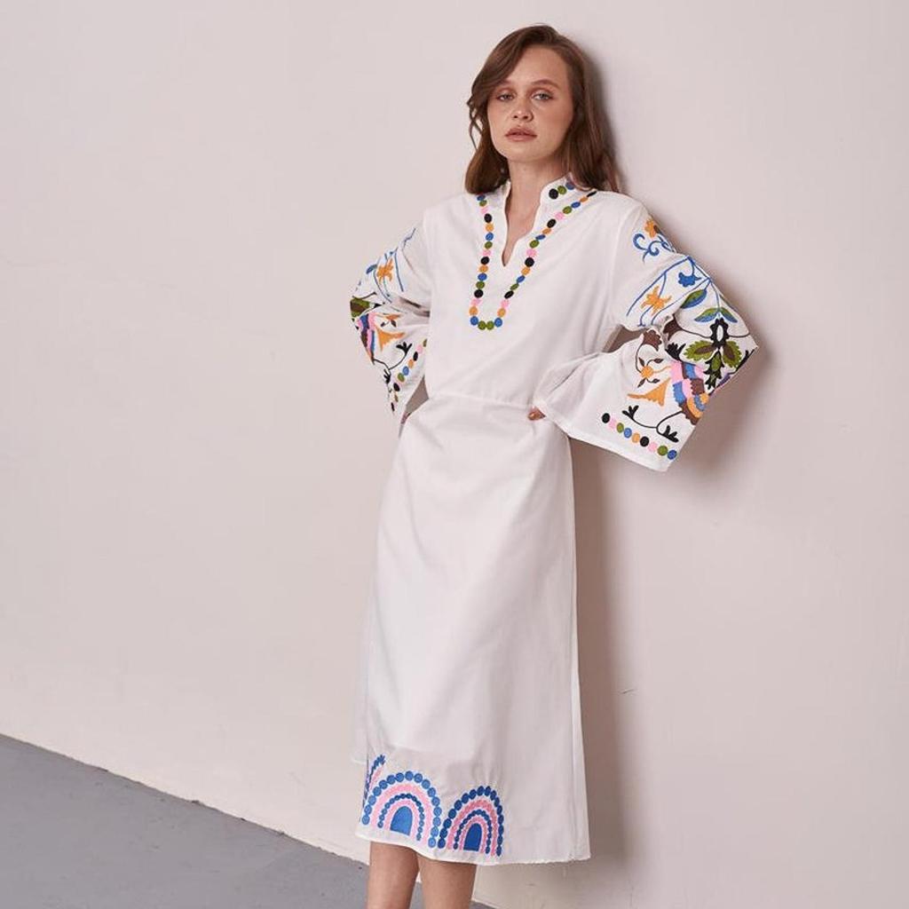 Women's Dress with Floral Embroidery In the Ukrainian Style Stephanie