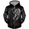 Spring Autumn Angels And Demons 3D Printed Hoodies/Tracksuit Fashion Men's Zippers Hoodie Skull Tattoo Casual Jacket With Unisex