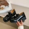With Bow Loafers Shoes for Women Mary Jane Medium Heels Japanese Style Lolita Platform Woman Pumps Young Luxury Brand Shoe Y2k