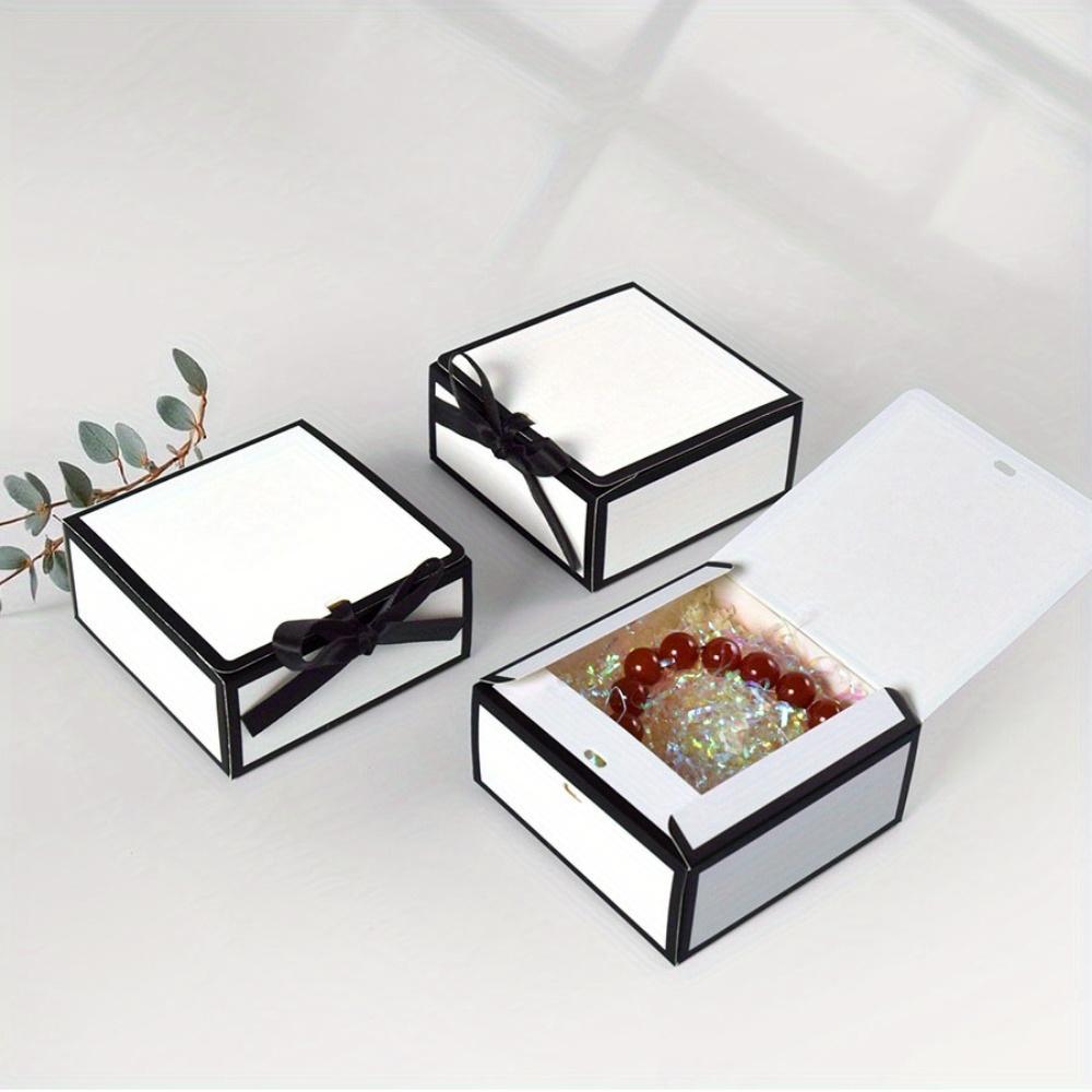 20 шт. коробок для подарков с черной лентой, подарочные коробки, простые квадратные коробки для угощений, подарочные коробки для вечеринок, упаковочная коробка для ювелирных изделий своими руками