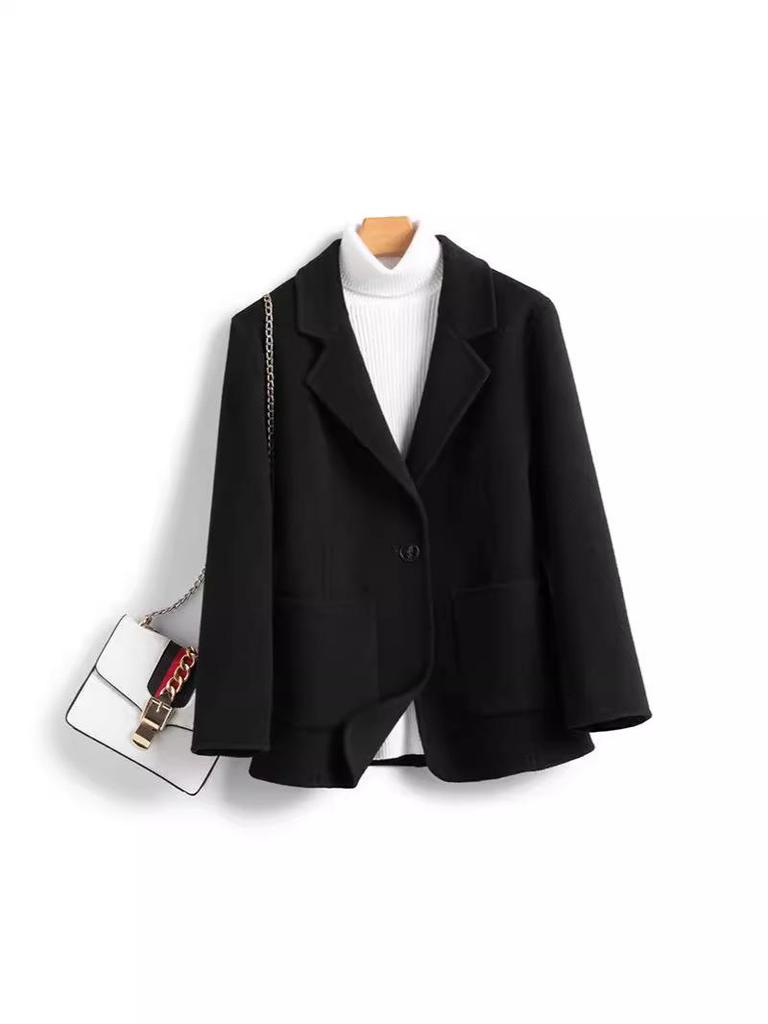 Women's Double-Faced Wool Blazer – Winter Slimming Essential Coat for a Versatile and Casual Workplace Look