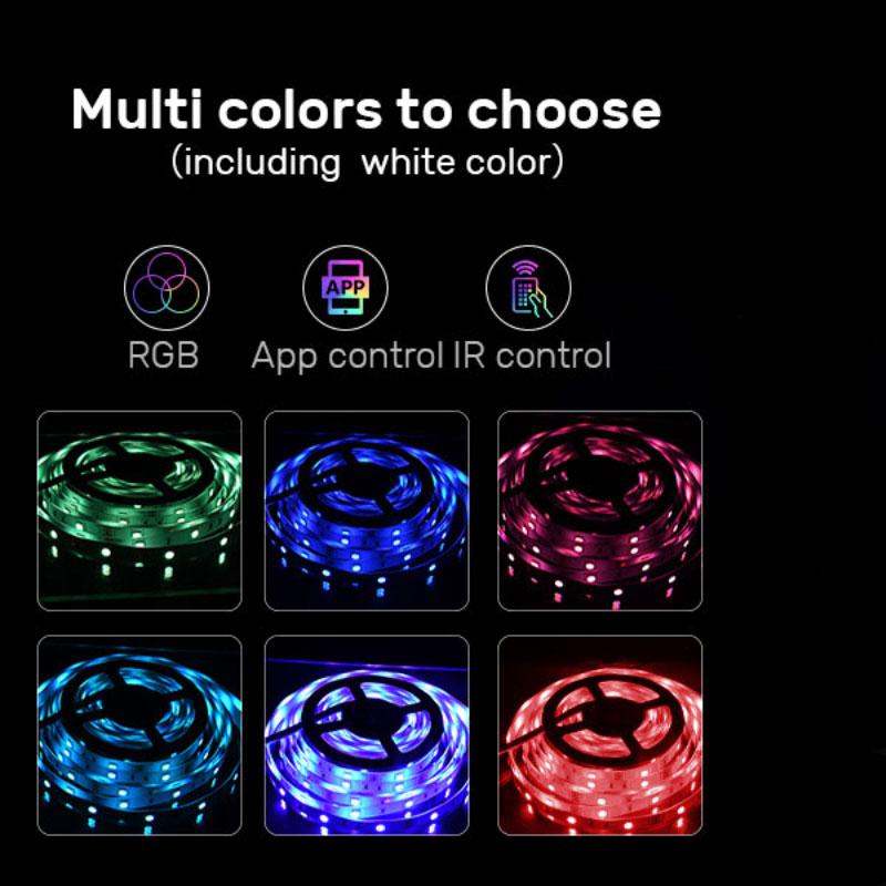 24-клавишная светодиодная подсветка 5050RGB Bluetooth с напряжением 5 В, 1–30 м, 16 миллионов цветов, RGB, синхронизация музыки со светодиодной полосой, изменение цвета вечеринки и дома