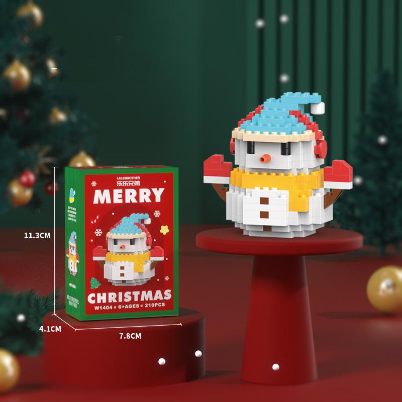 2pcs Santa Claus Figure Assembling Bricks Reindeer Puzzle Christmas Doll Ornament New Year Gift