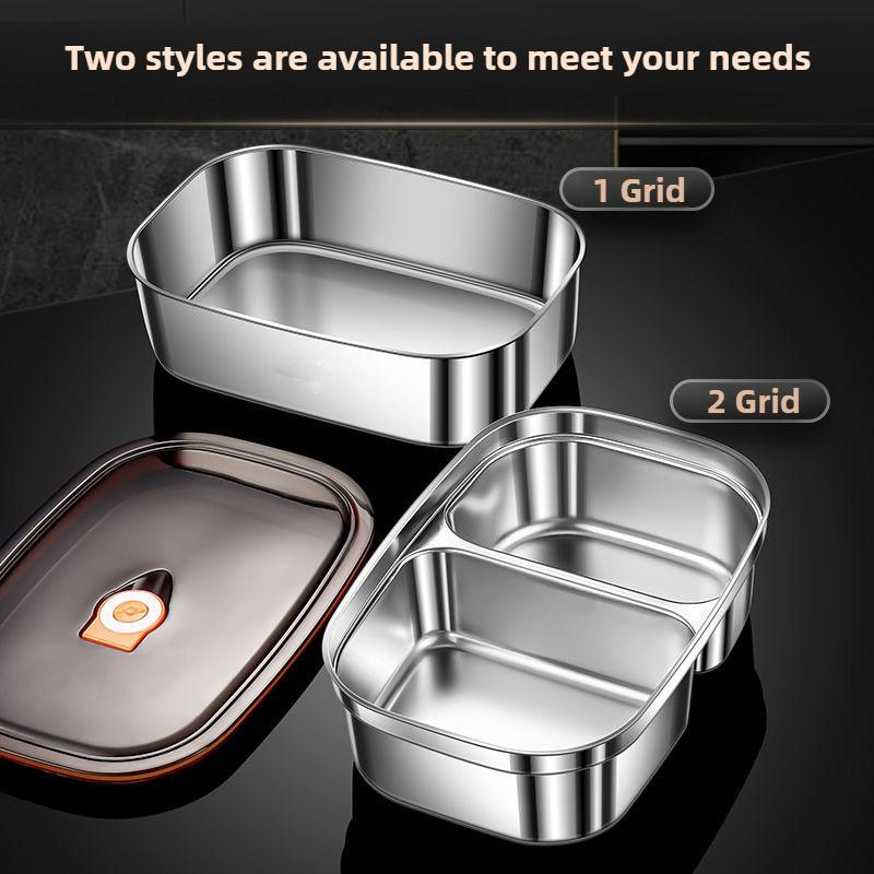 Office Workers Student Microwaveable Bento with Lid Portable Food Storage Container Stainless Steel  Divides Lunch Box