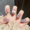 Artificial Nails Short Ballet False Nails 3D Three-dimensional Bow Girl Cute Nail Art Wearable Nails
