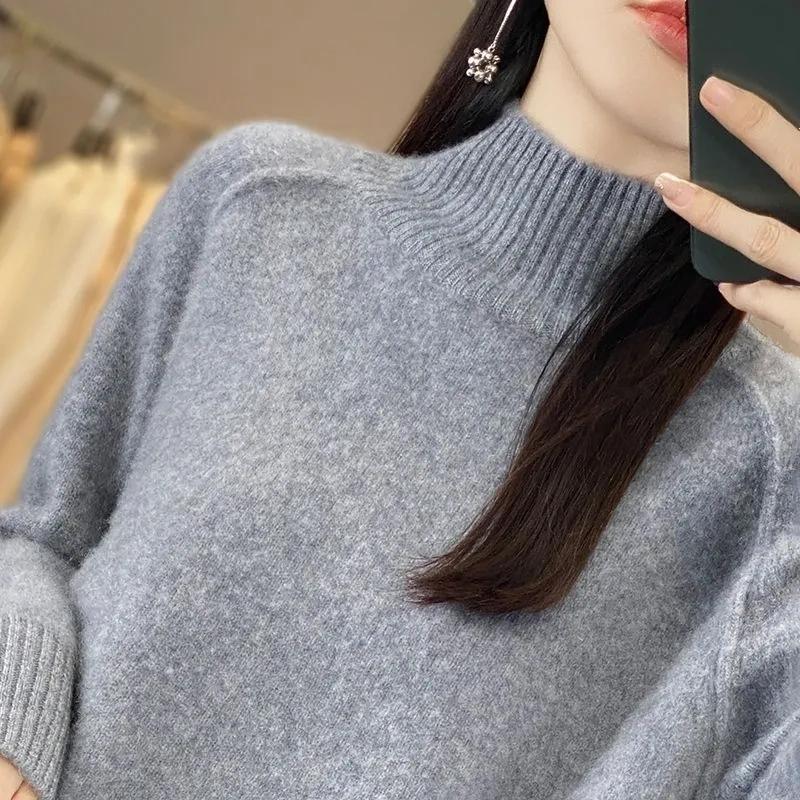 Осень и Зима Большой Размер Свободный Универсальный Западный Водолазка Вязаный Свитер Свитер Куртка Для Сохранения Тепла