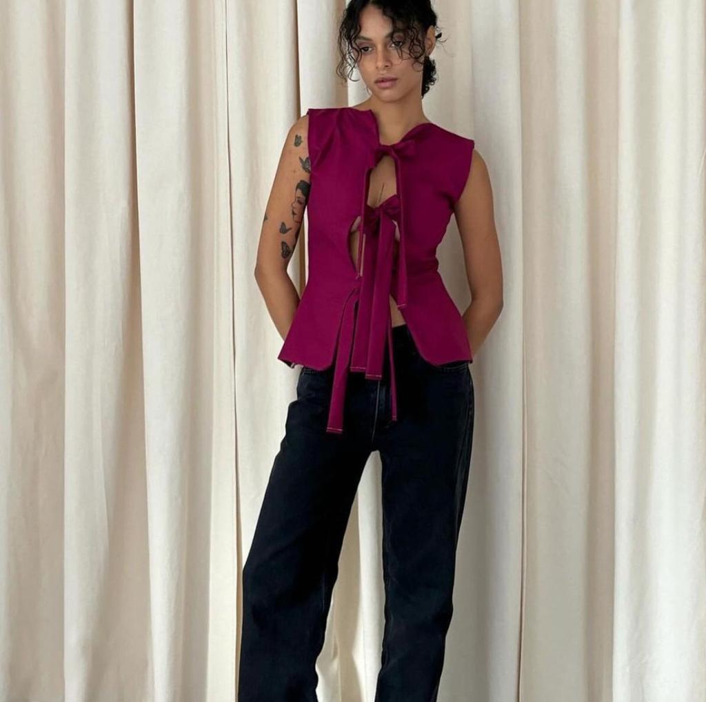 Летние сексуальные рубашки с открытой спиной на шнуровке для женщин, пляжные тонкие рукава с глубоким V-образным вырезом и бантом, укороченный топ с бантом, популярные уличные повседневные топы с вырезами