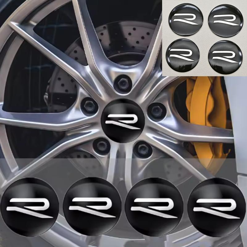 2026 Hot For VOLKSWAGEN VW 4pcs Car Wheel Center Cover Hub Caps Logo R Badge Sticker For Volkswagen VW Golf Sagitar Passat Beetl