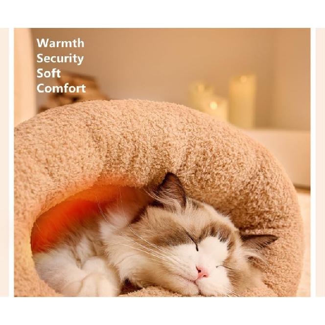 Cat Sleeping Bag Bed, Winter Soft Plush Sack Self Warming Cave Bed for Indoor Cats, Hideaways Pet Snuggle Sack for Kitten Puppy (Blue, L-21 x18)