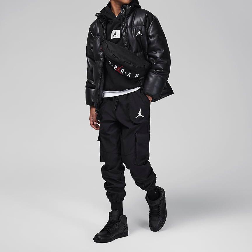 Jordan Однотонные спортивные брюки с несколькими карманами и манжетами на завязках, детские штаны черного цвета FZ1966-010