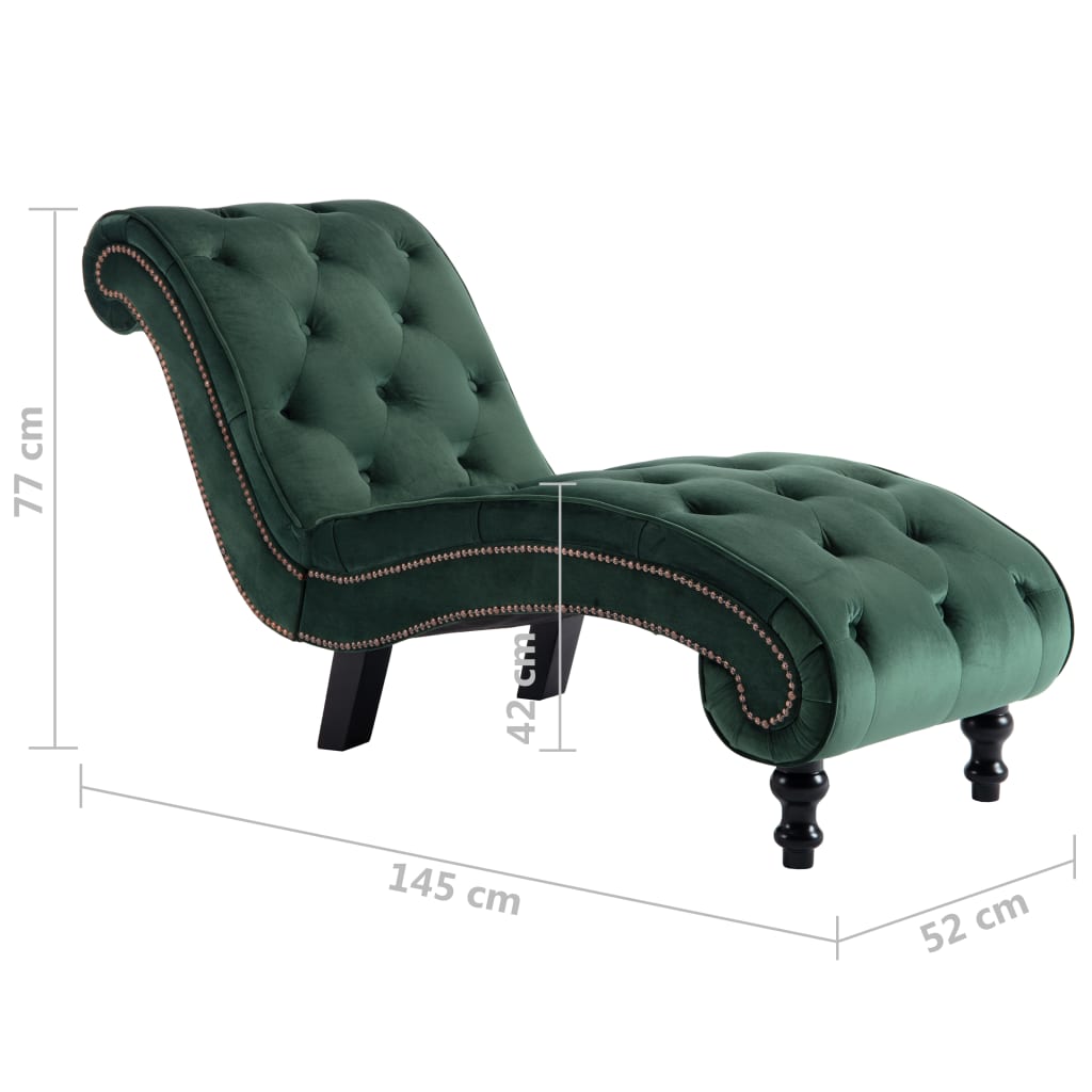 Chaise Lounge in Green Velvet