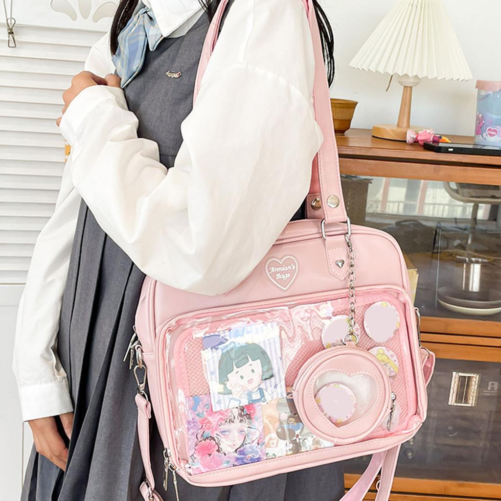 Harajuku Itabag Girls PU Transparent Bag School Student Handbags Ita Bag Tote JK Uniform Shoulder Crossbody Bag